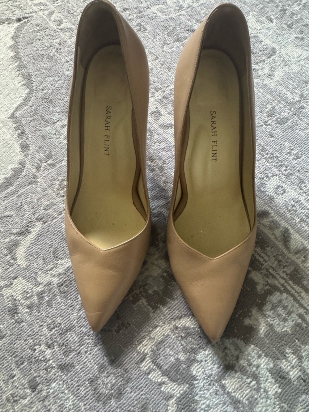 Sarah Flint Beige Pointed-Toe Leather Pumps